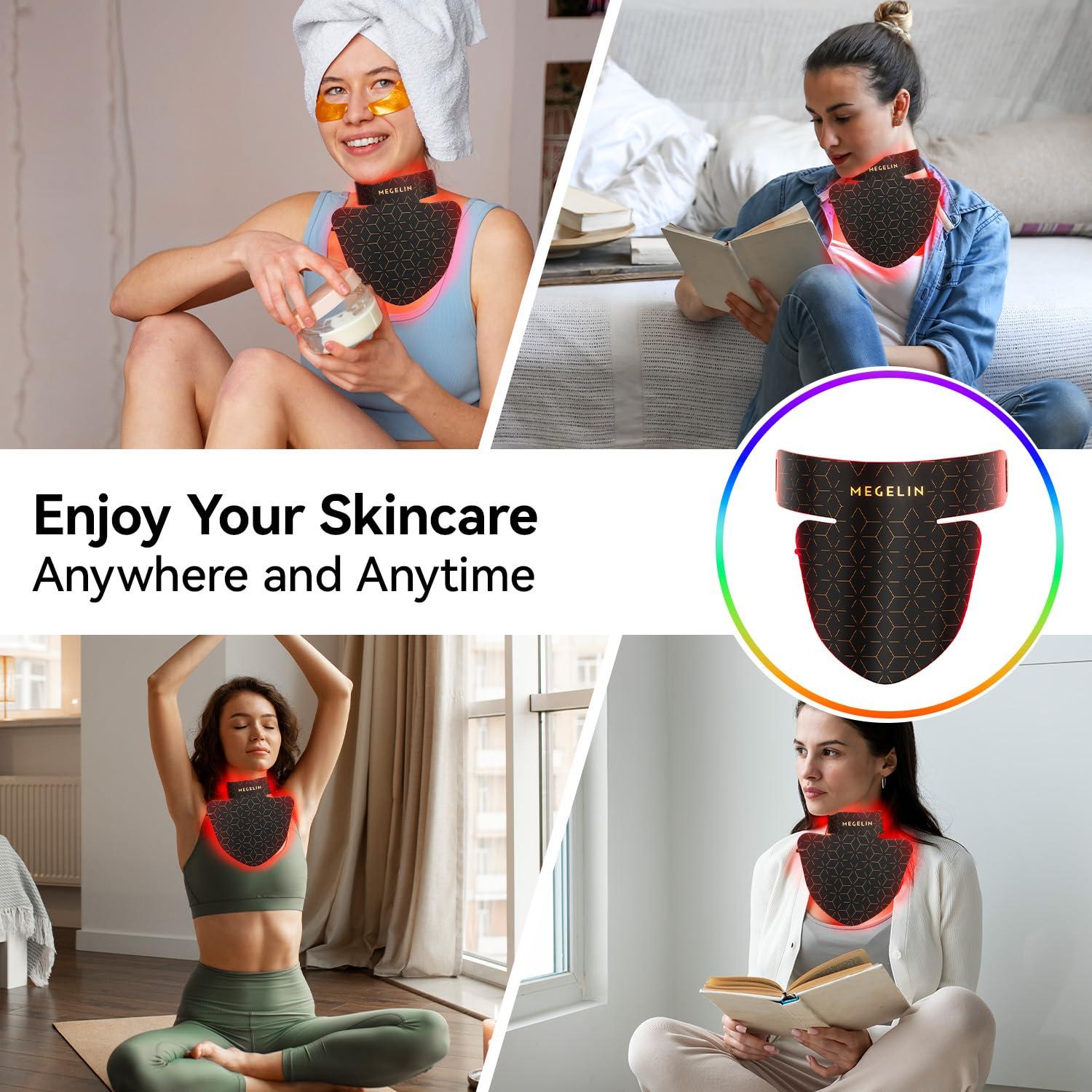 MEGELIN MEGELIN Led Red Light Therapy Mask,7 Colors Led Light Therapy Facial & Neck Mask