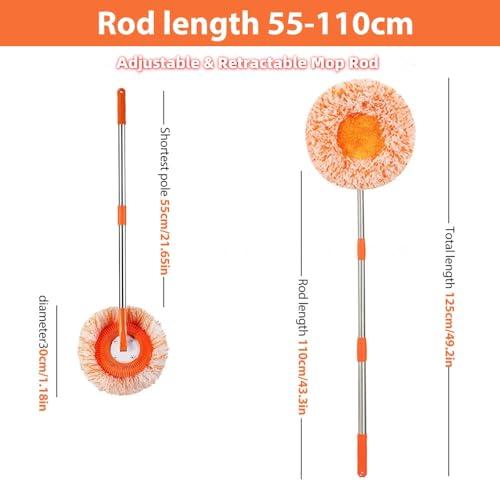 Drkicsy 360 Rotatable Adjustable Cleaning Mop, Extendable Wall Cleaning Mop with Long Handle, Multifunctional Dust Mops Household Rotating Mop for Wall Ceiling Window Floor (Grey, 55-110CM)