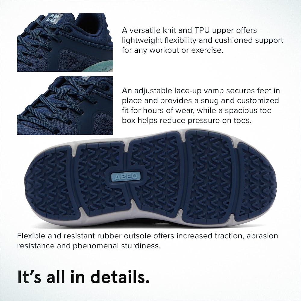 ABEO ABEO MXV Shift Womens Metatarsal Footbed Walking Shoes | Orthopedic Shoes for Women | Ball of Foot Pain Relief | Metatarsalgia Shoes Navy Knit 7.5 Medium