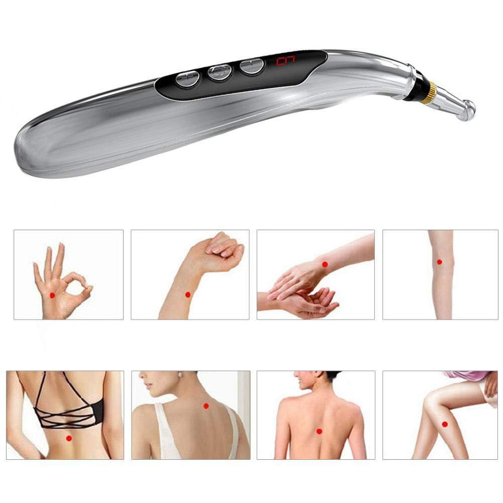 Winnes Acupuncture Pen for Pain Relief, Acupressure Pen Massage Pen Electric Meridian Pen Electronic Acupuncture Pen USB Rechargeable Pain Relief Massage Tool with 3 Massage Heads & 2 Massage Gel