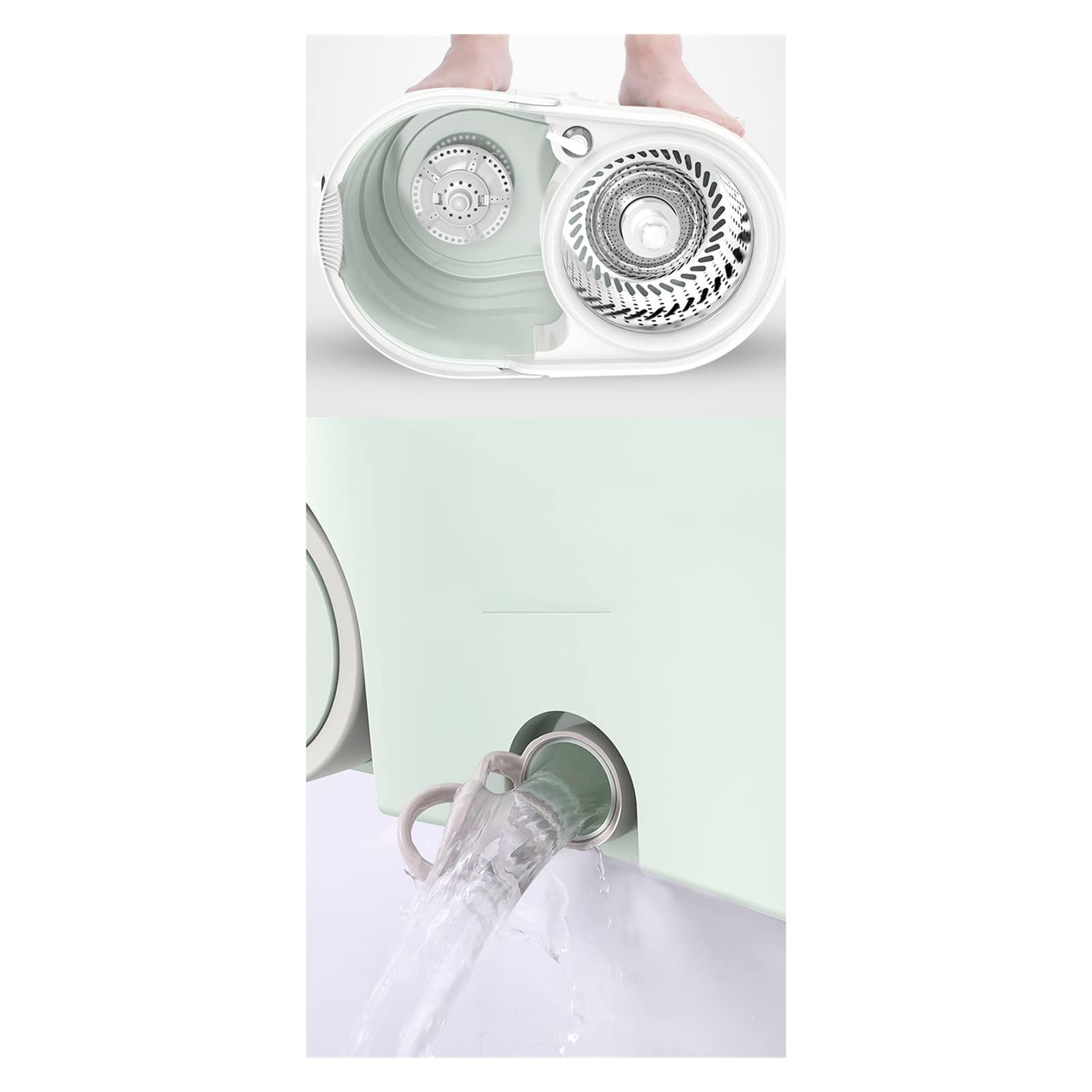 CLoxks Spin Mop and Bucket Set Spin Mop Bucket System Stainless Steel Spinning Mop Bucket Floor Cleaning System with 3 Microfiber Replacement Head (3 Pad) Microfiber Spin Mop