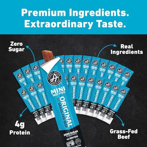 Country Archer Country Archer Mini Beef Jerky Sticks - Grass Fed Beef Sticks Individually Wrapped, Mini Beef Sticks Bulk, Beef Jerky Snack Packs, Gluten Free, Paleo, Keto - .5 oz Meat Sticks (Pack of 28)