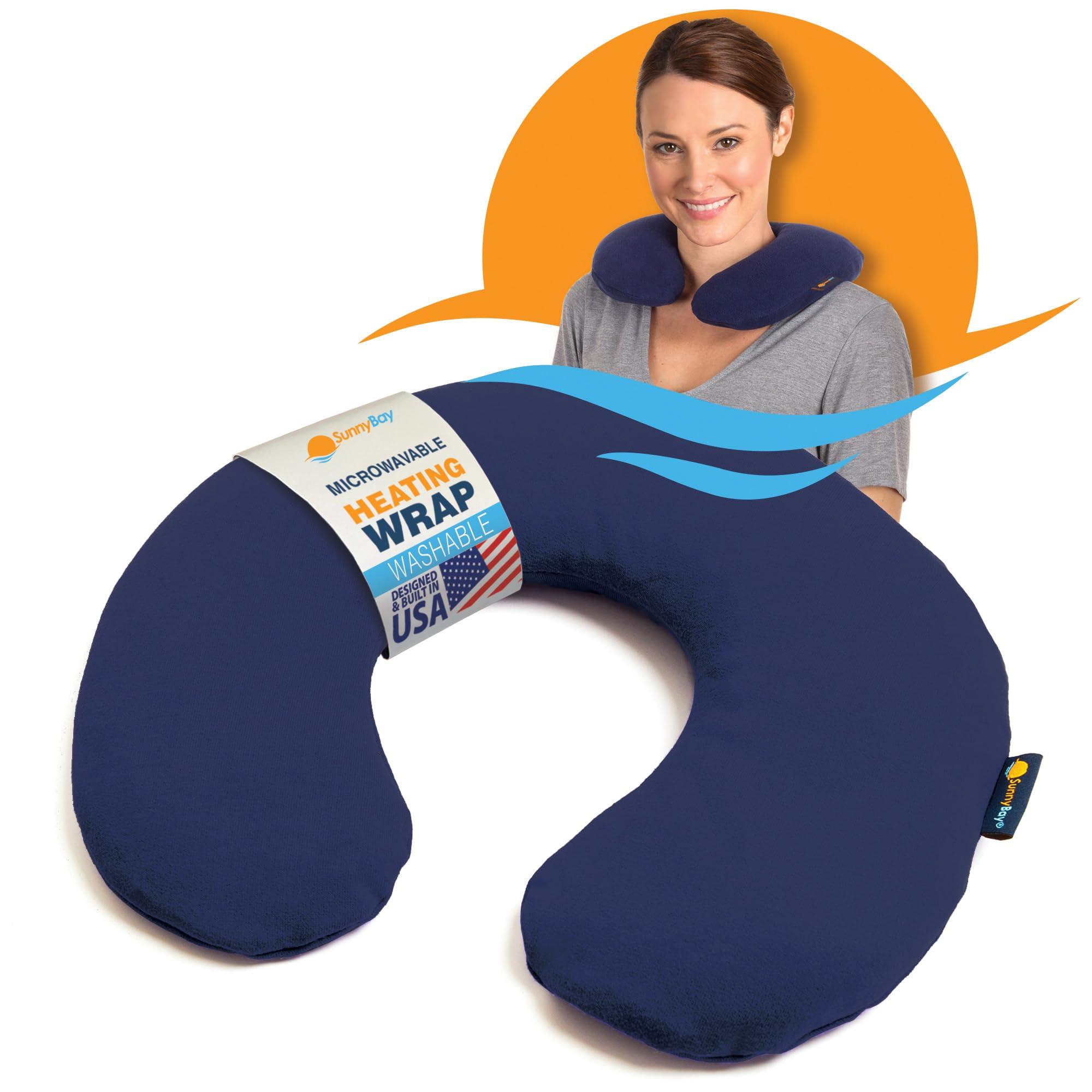 SunnyBay SunnyBay Microwave Heating Pad, Microwavable Heated Neck Pillow for Moist Hot Therapy, Heated Neck and Shoulder Wrap with Wheat Filling and Washable Cover, 12\"X12\"X2\", 2.5 lbs, Navy Blue