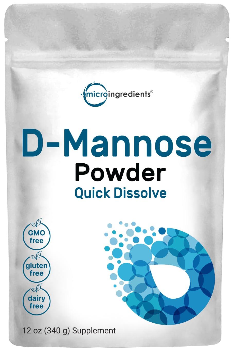 Micro Ingredients Micro Ingredients D Mannose Powder, Pure Mannose Supplement, Quick Water Soluble, Support Urinary Tract Cleanse & Bladder Health, Premium Mannose for Women and Men, Vegan Friendly.