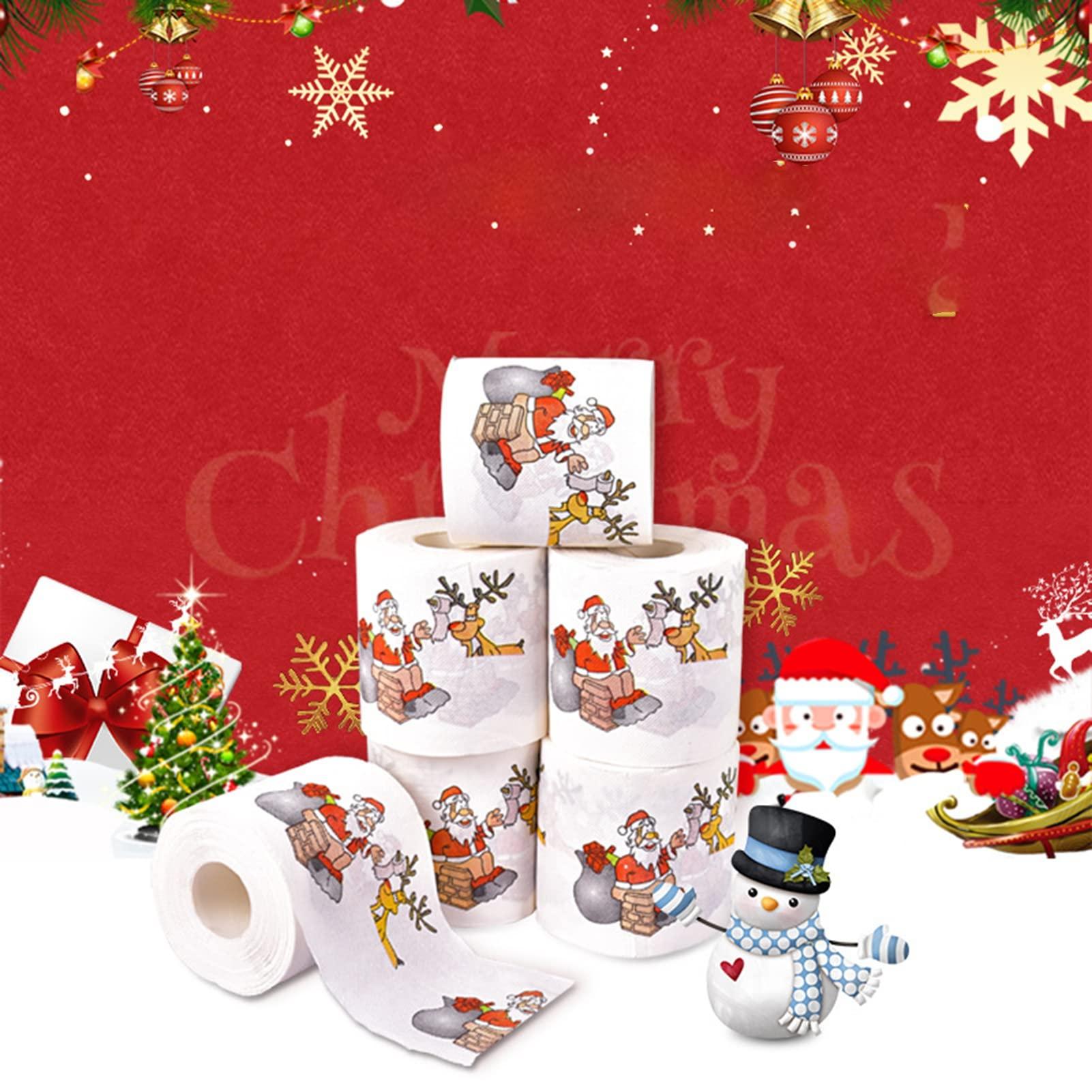 clinmday clinmday Christmas Toilet Paper,Merry Christmas Santa Claus Toilet Paper Tissue Napkin Prank Fun Birthday Party Novelty Gift Idea Funny Toilet Paper D