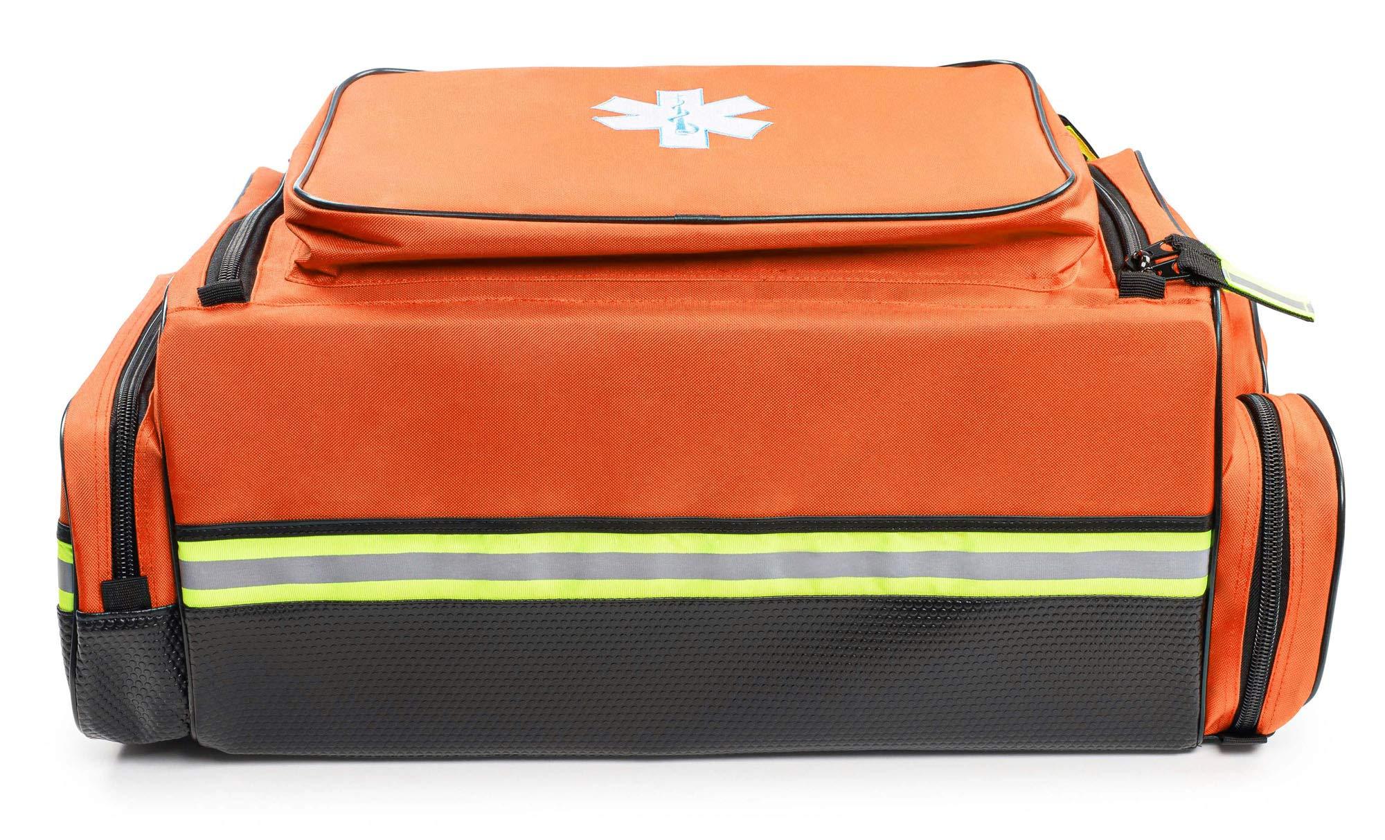 Scherber Scherber Fully-Stocked Premium First Responder Bag | HSA/FSA Approved | Large Pro EMT/EMS Trauma, Bleeding & Oxygen Medical Kit | CAT Tourniquet, HyFin Chest Seal & 260+ First Aid Supplies (Orange)