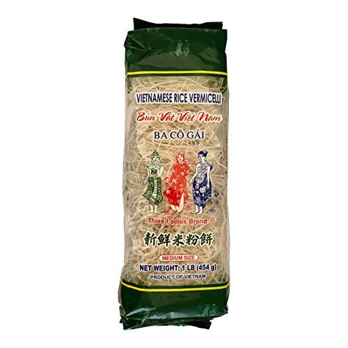 Three Ladies Brand Three Ladies Brand Vietnamese Rice Vermicelli, Medium Size Noodles, 1 Pound Bag, [Pack of 2]