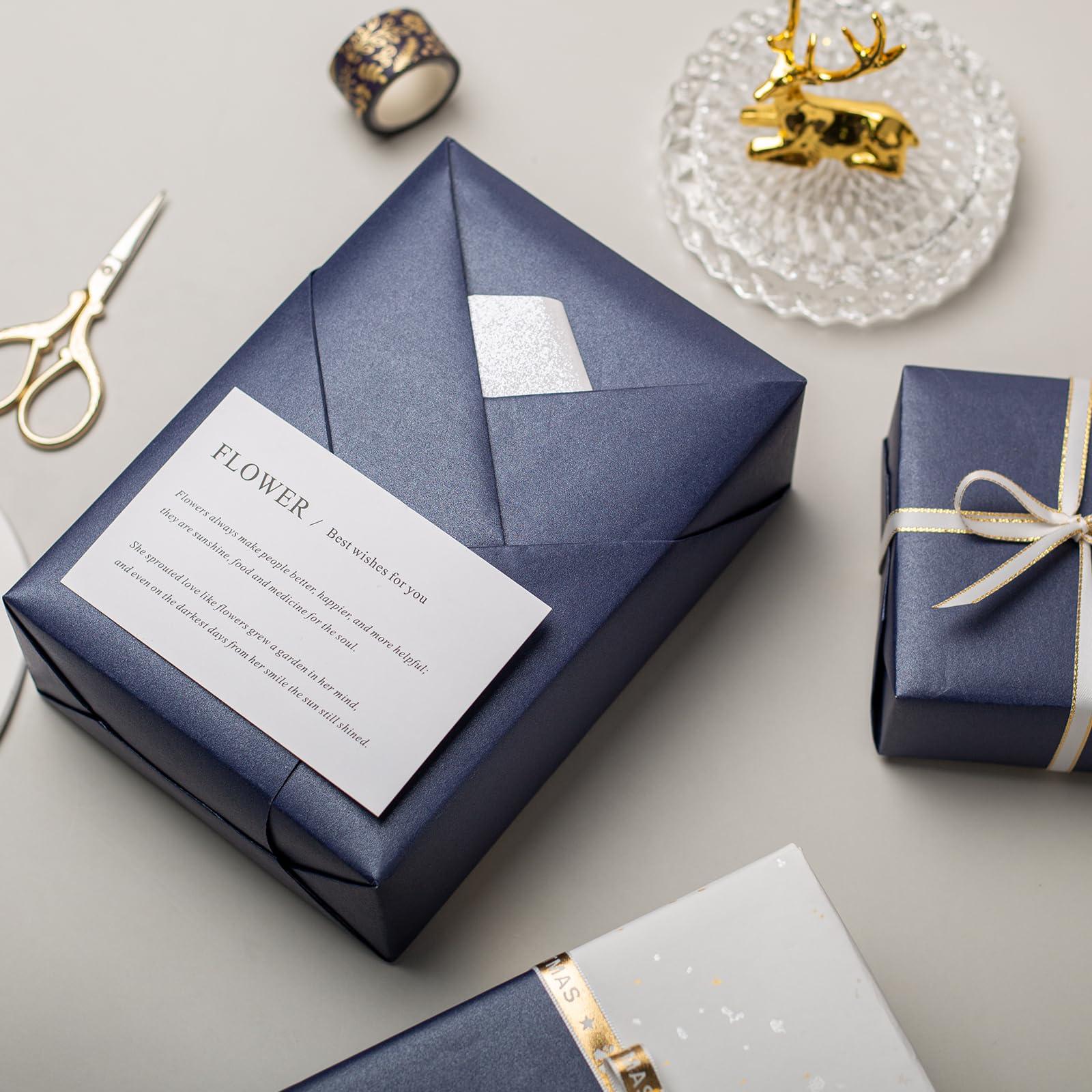 Retrify Retrify Navy Blue Gift Wrapping Paper Roll, Large Pearl Shine Solid Color Packing Paper for Birthday, Graduation, Christmas, New Year\'s Eve - 17 Inches x 32.8 Feet
