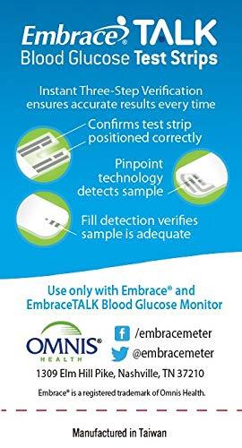 Embrace Omnis Health Embrace Blood Glucose Test Strips, 50ct