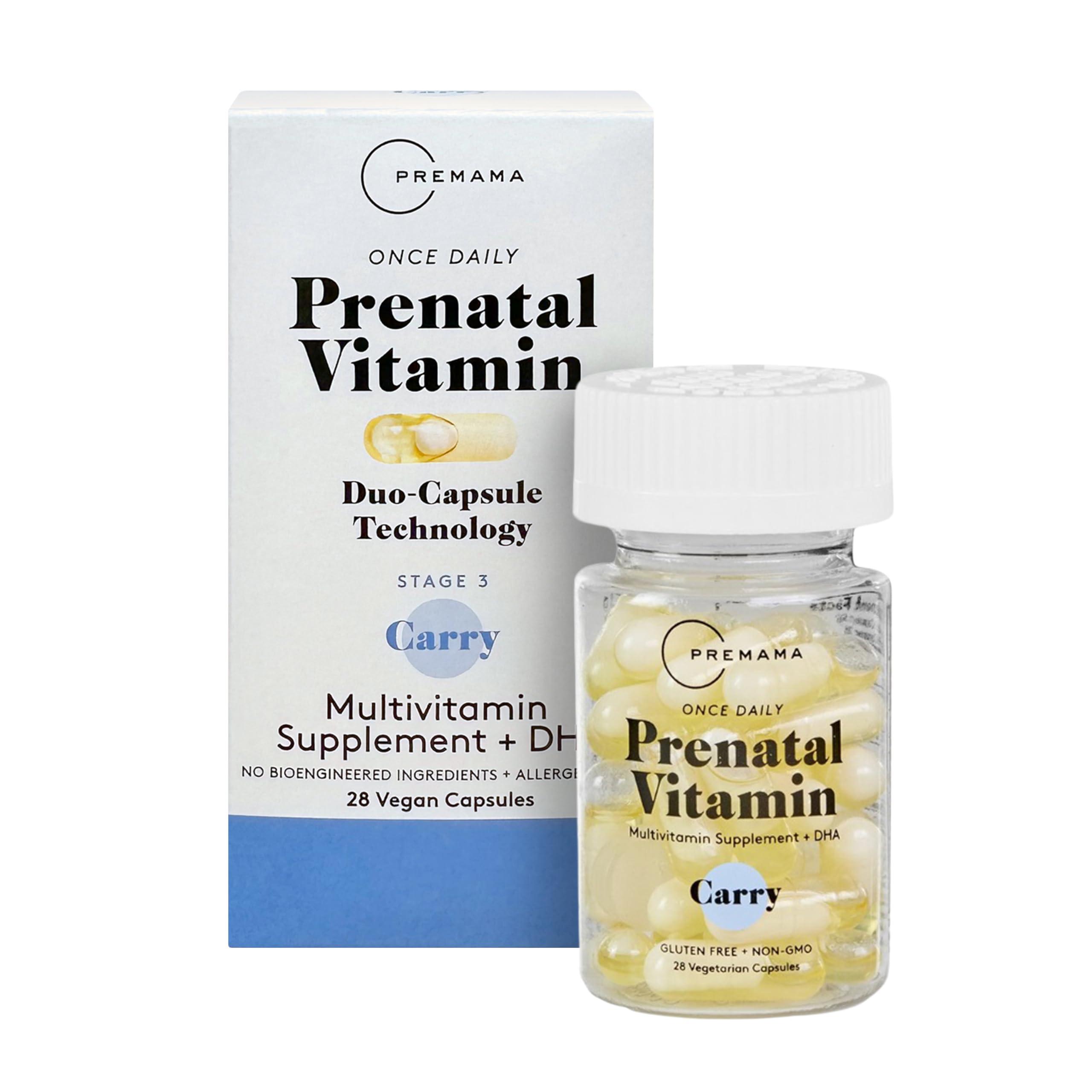 Premama Premama Prenatal Vitamins for Women, Once-Daily Multivitamin Supplement, Includes Folate and DHA, Allergen-Free, 28 Vegan Capsules