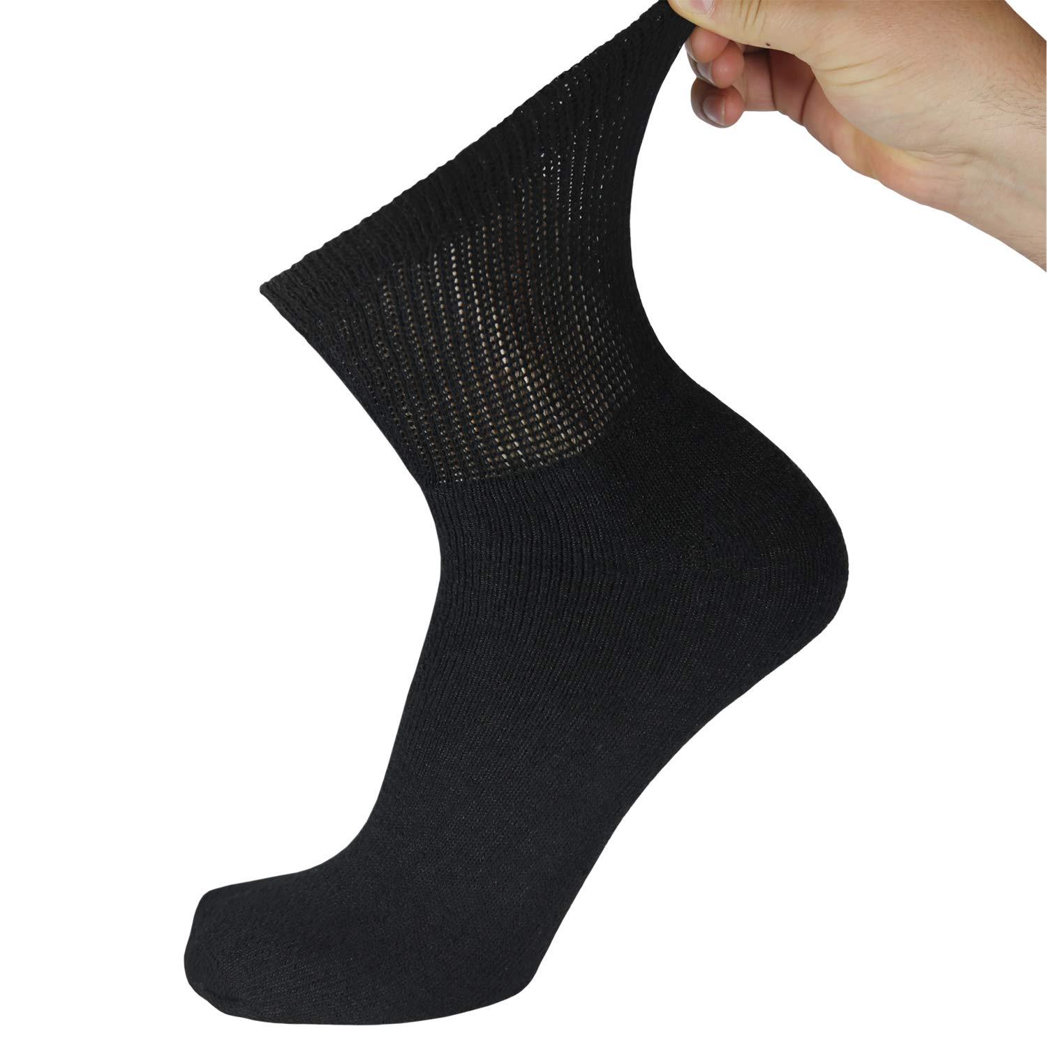 Brooklyn Socks Big and Tall Diabetic Cotton Neuropathy Ankle Socks, King Size Mens Athletic Socks (13-15, Quarter Black) - 12 pairs