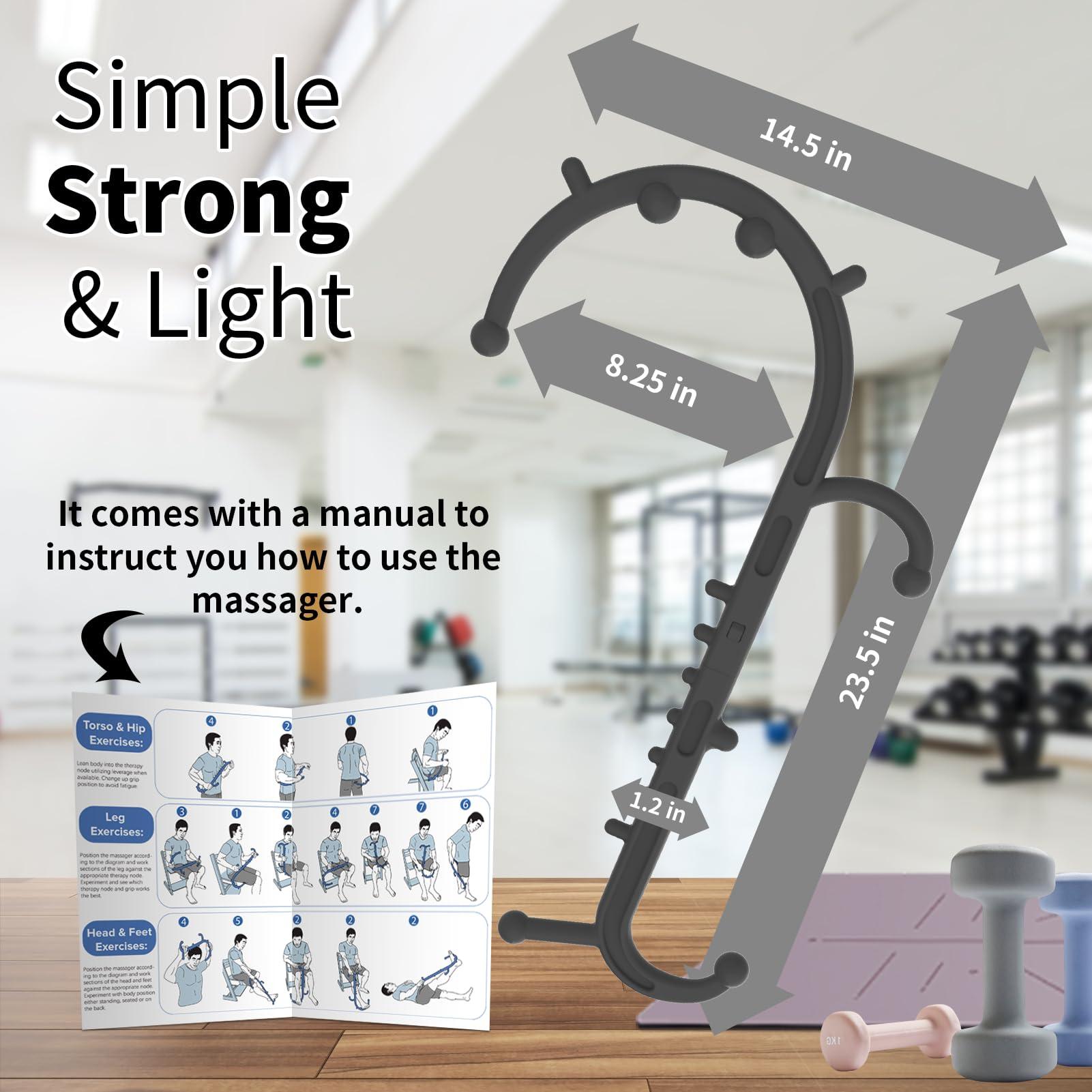 Cubetoou Cubetoou Back and Neck Massager for Pain Relief Deep Tissue, Upgraded Full Body Trigger Point Cane Massage Tools, Massage Stick Pressure Point Hook, Muscle Knot Remover Tool (Black)