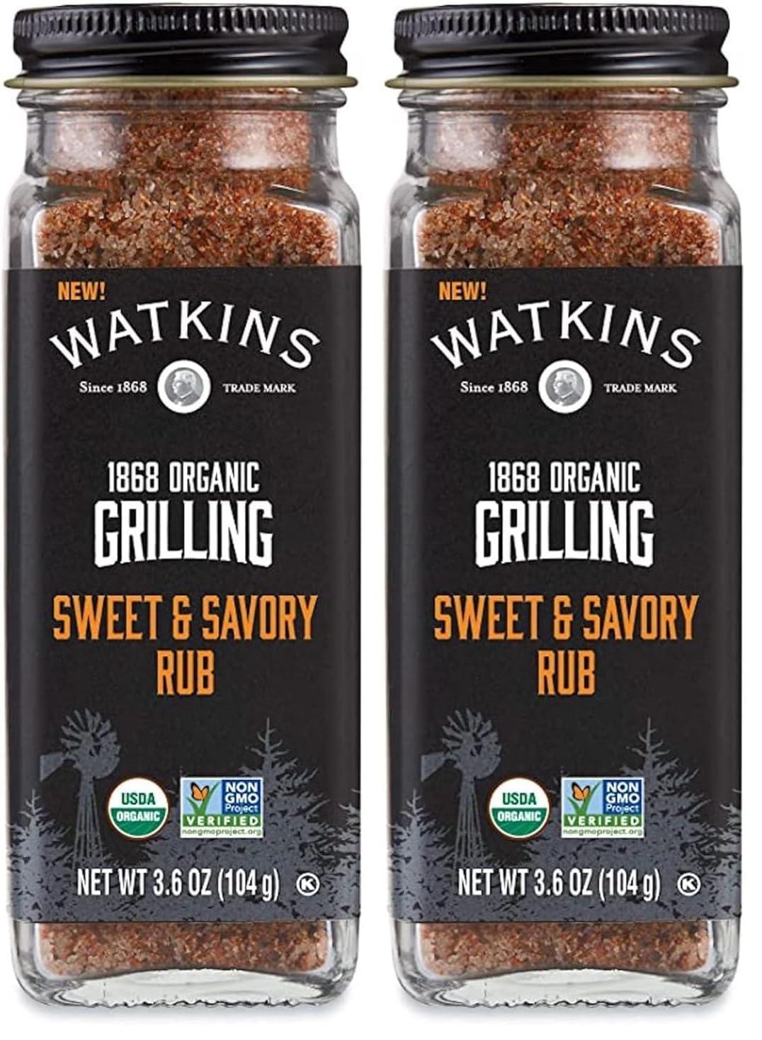 Watkins Watkins Organic Grilling Sweet and Savory Rub, Non-GMO, Kosher, 3.6 Oz, 1-Pack (Pack of 2)