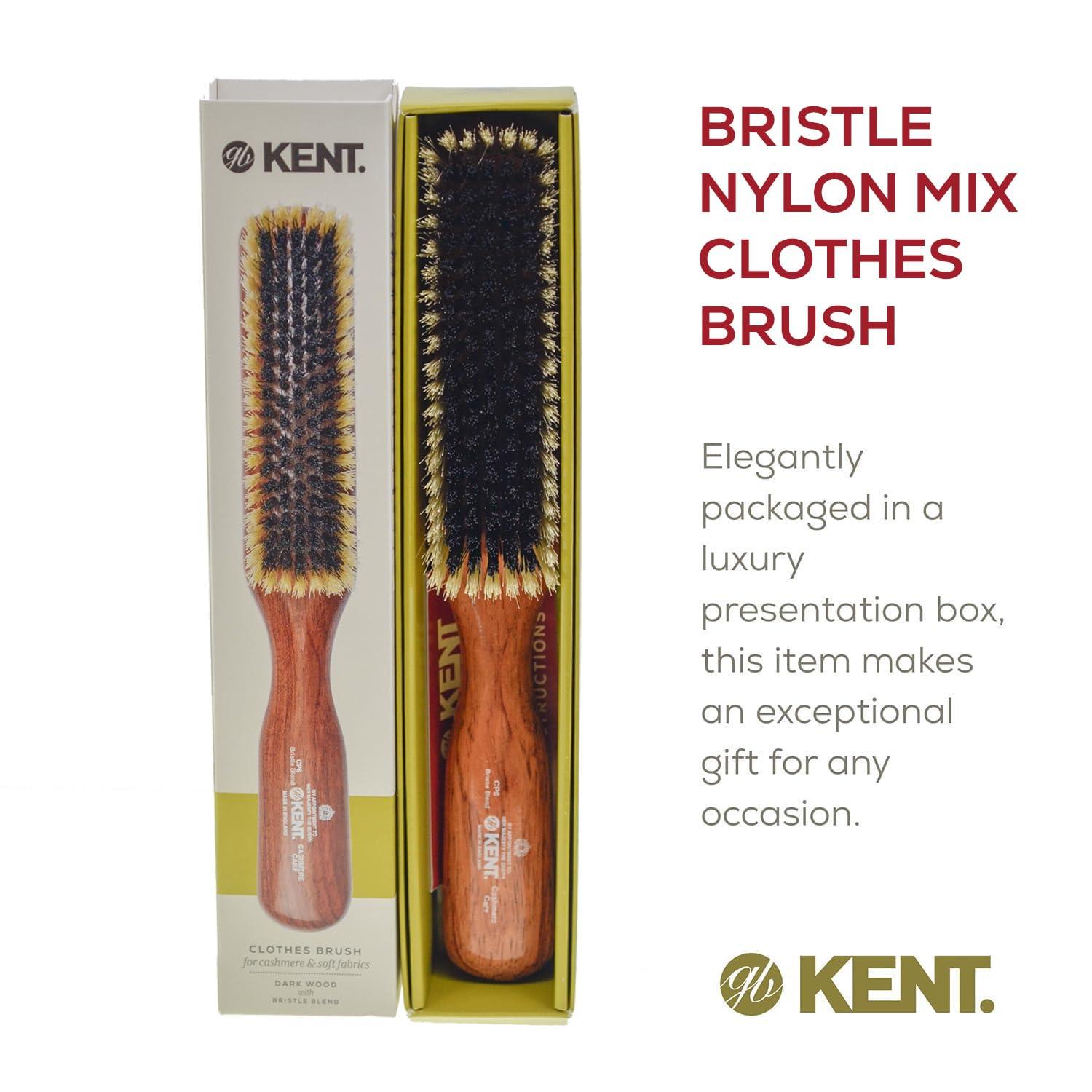 KENT Kent CP6 Clothes Brush. 100% Natural Black & White Boar Bristle Lint Remover Especially for Cashmere, Wool and Silk for Keeping Delicate Fabrics Free from Fibres, Fluff and Pet Hair. Made in England