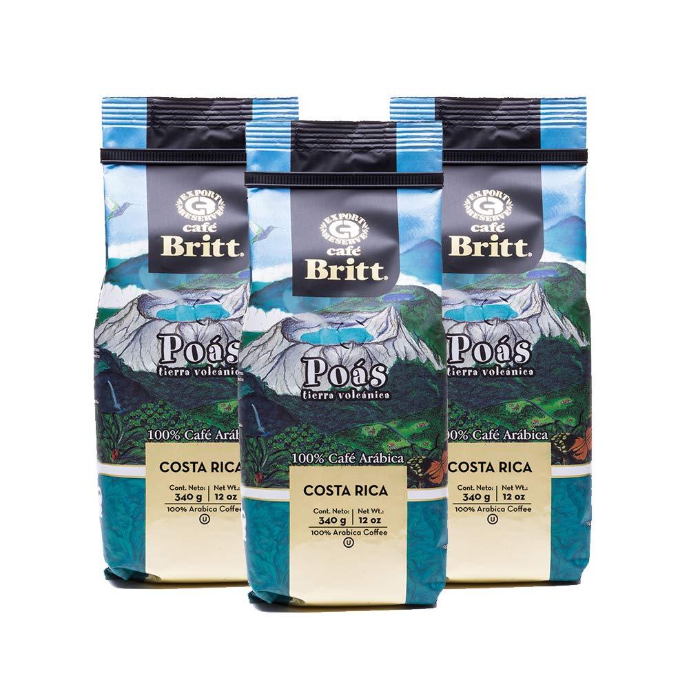 Cafe Britt Café Britt® - Costa Rican Poas Tierra Volcanica Coffee (12 oz.) (3-Pack) - Ground, Arabica Coffee, Kosher, Gluten Free, 100% Gourmet & Medium Light Roast