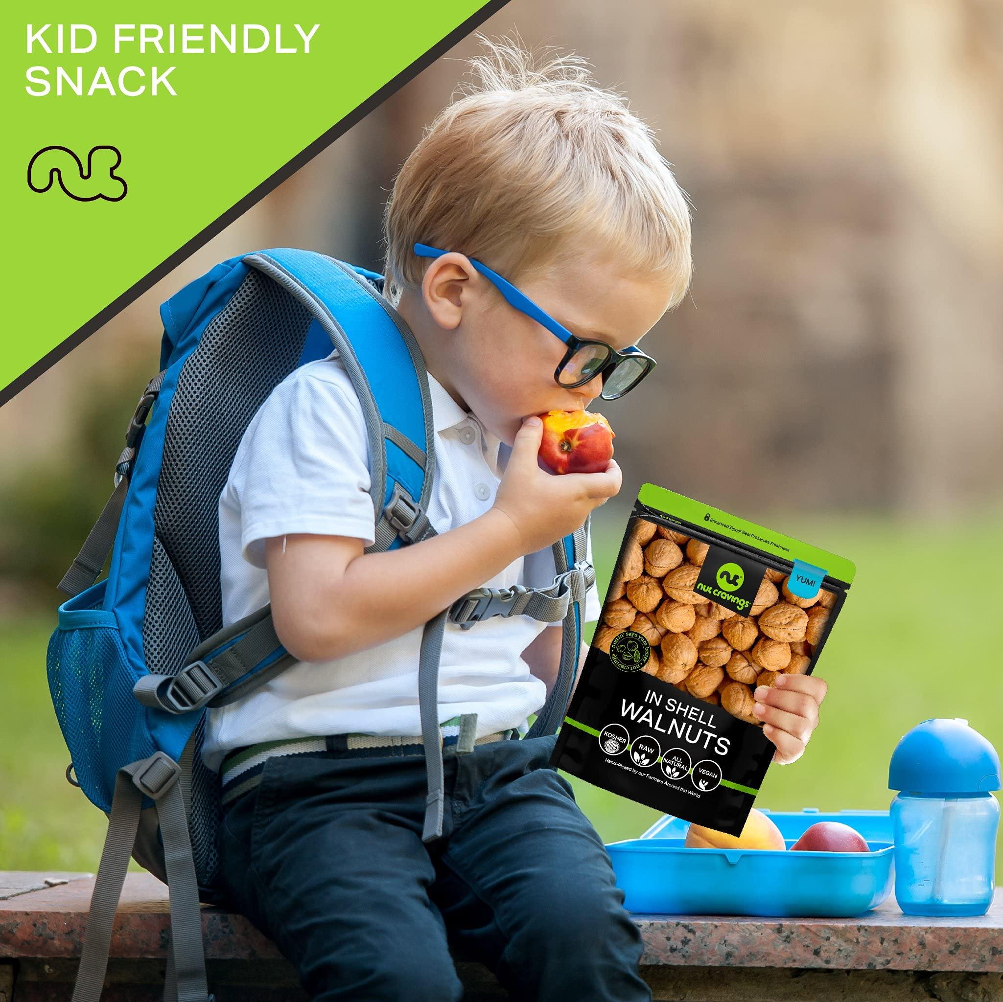 Nut Cravings NUT CRAVINGS - Raw Walnuts In Shell, Whole, (16oz - 1 LB) Packed Fresh in Resealable Bag - Nut Snack - Healthy Protein Food, All Natural, Keto, Vegan, Kosher Ideal for Trail Mixed Nuts