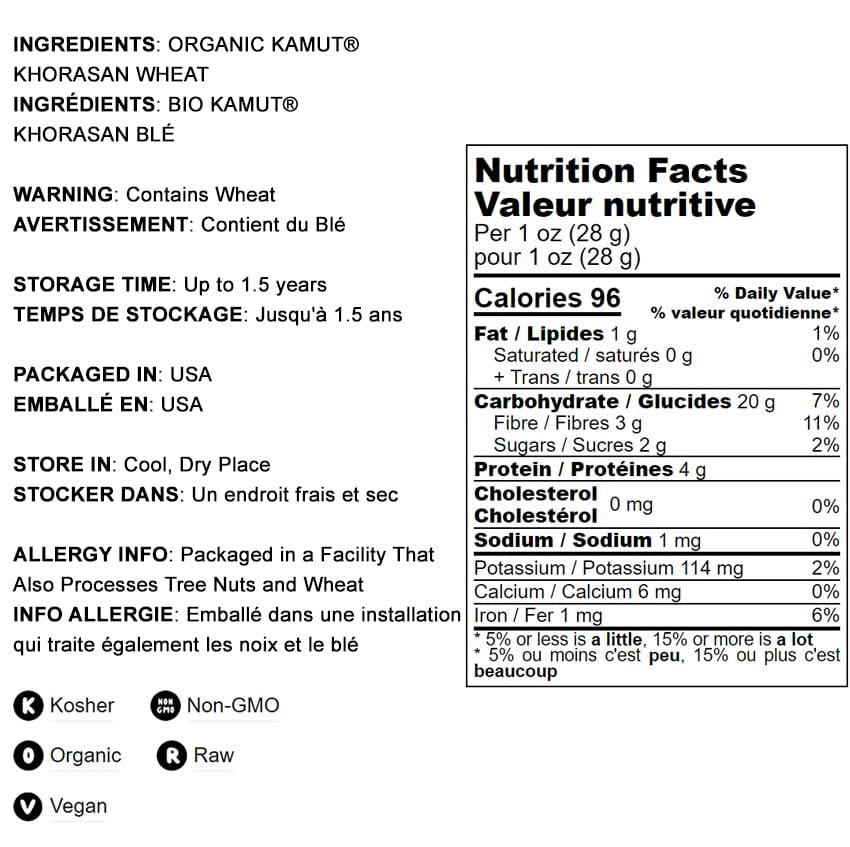 Food to Live Food to Live Organic Rolled KAMUT Khorasan Wheat Flakes, 8 Ounces - Non-GMO, Whole Wheat Berries, Kosher, Bulk, Great for Cereal, Granola, Muffins, Milling into Flour for Baking, Product of the USA.