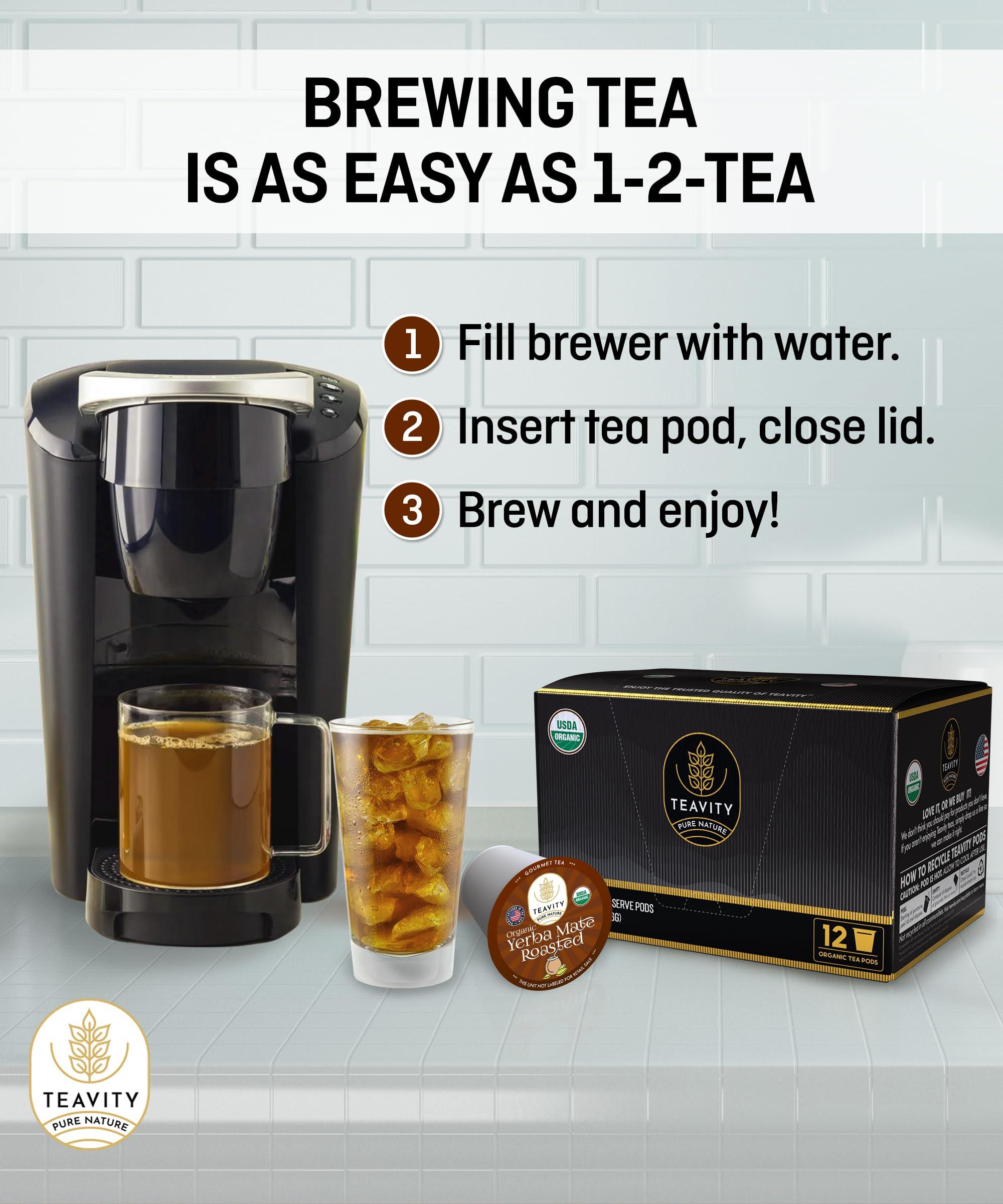 Teavity Organic Yerba Roasted Mate Tea Pods for Keurig by Teavity (36 Tea Pods)