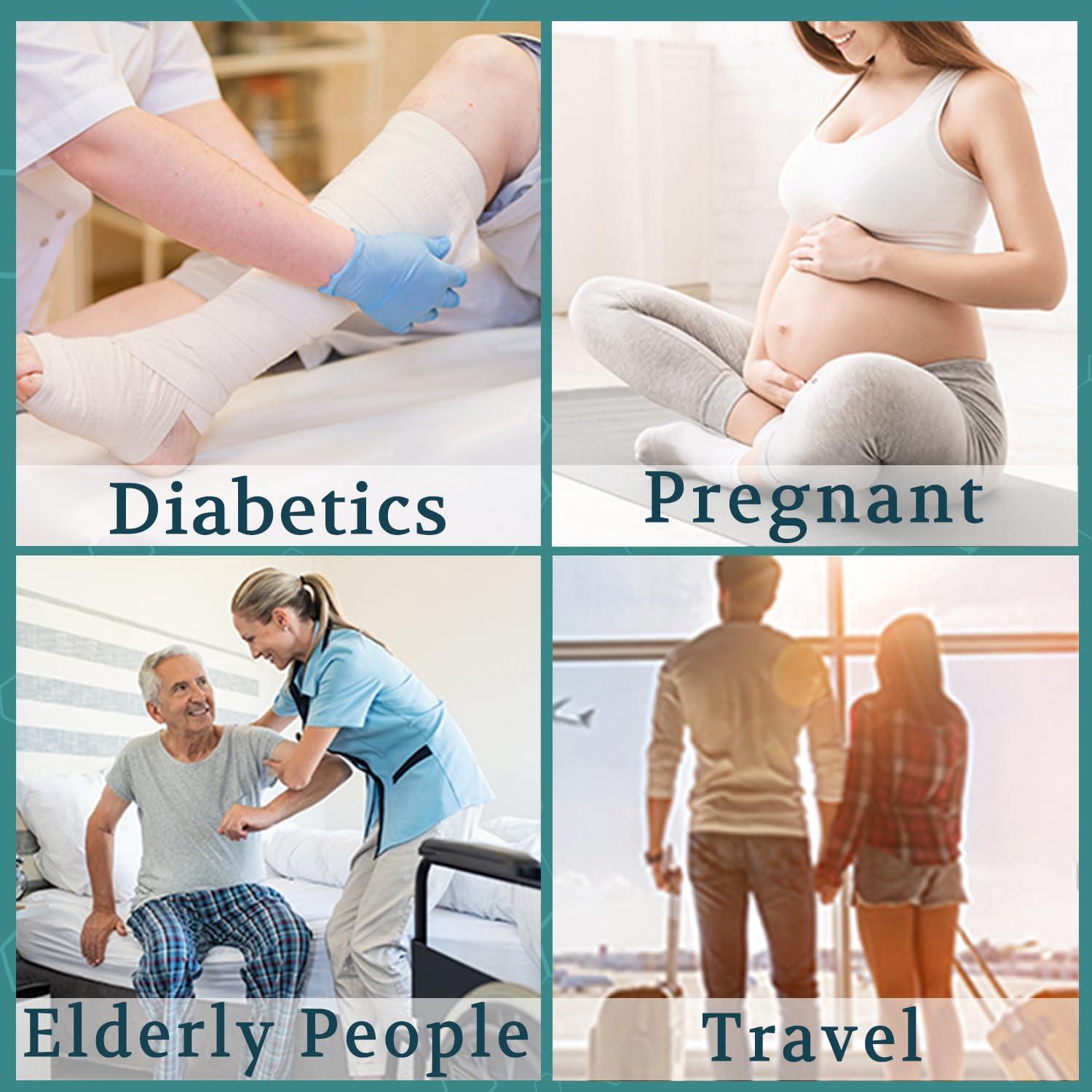 +MD +MD Diabetic Socks for Men and Women, Extra Wide Non-Binding Over the Knee High Calf Circulatory Socks with Cushioned Sole (4 Pairs White,10-13)