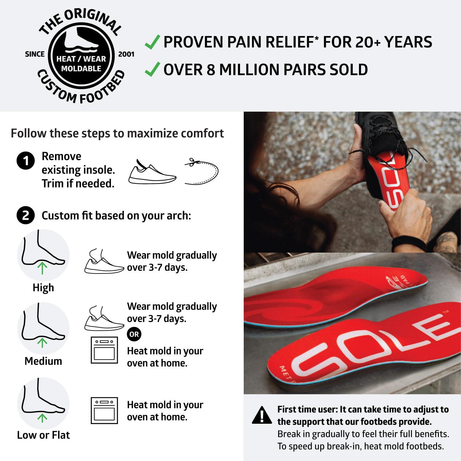 SOLE SOLE Active Medium Shoe Insoles with Metatarsal Pads - Men\'s Size 3/Women\'s Size 5