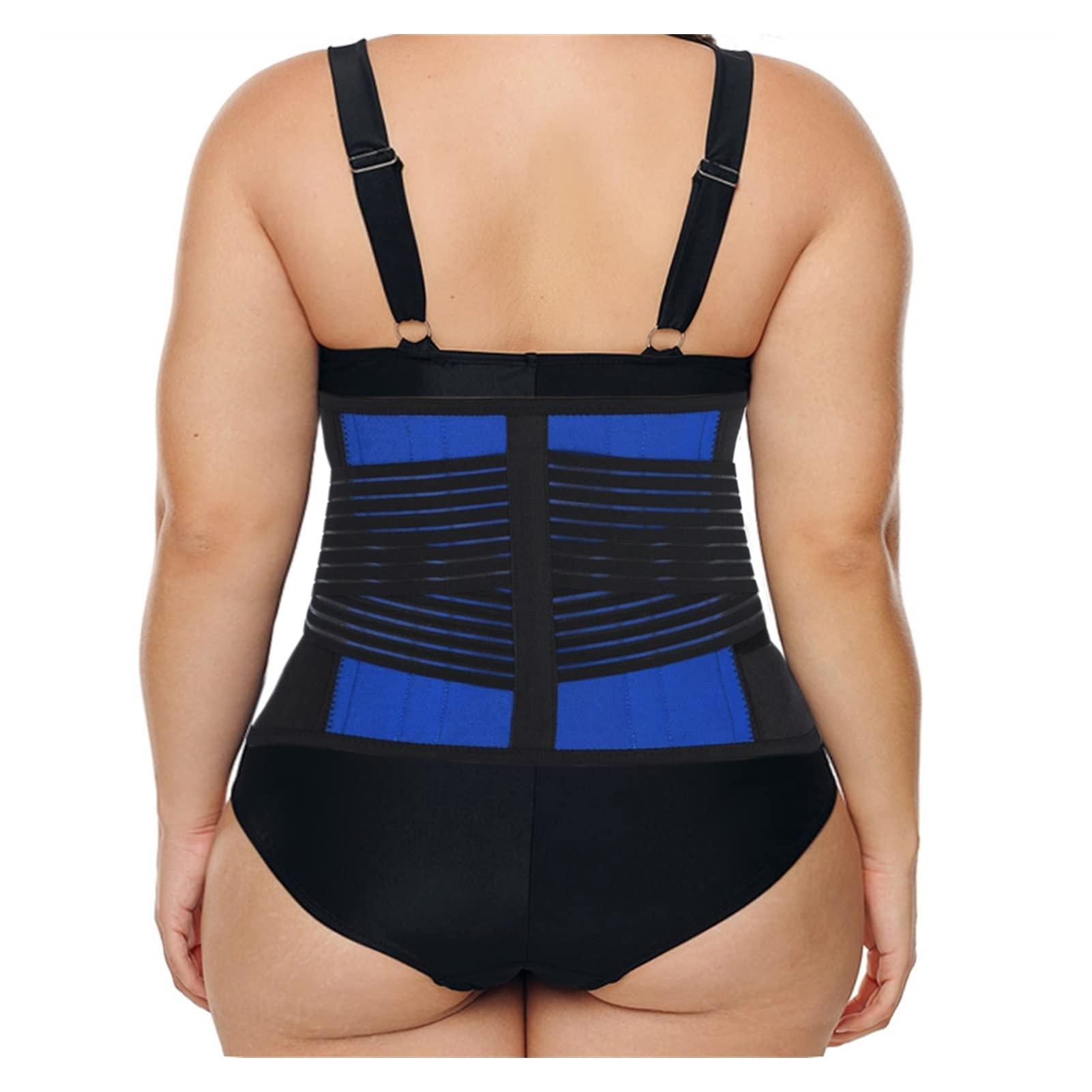 XMSM Plus Size L-6XL Waist Back Brace Support Belt for Men & Women Back Pain Relief Massage Shaper Belt Lower Lumbar Decompression Belt Post Surgery Girdles (Color : Blue, Size : X-Large)