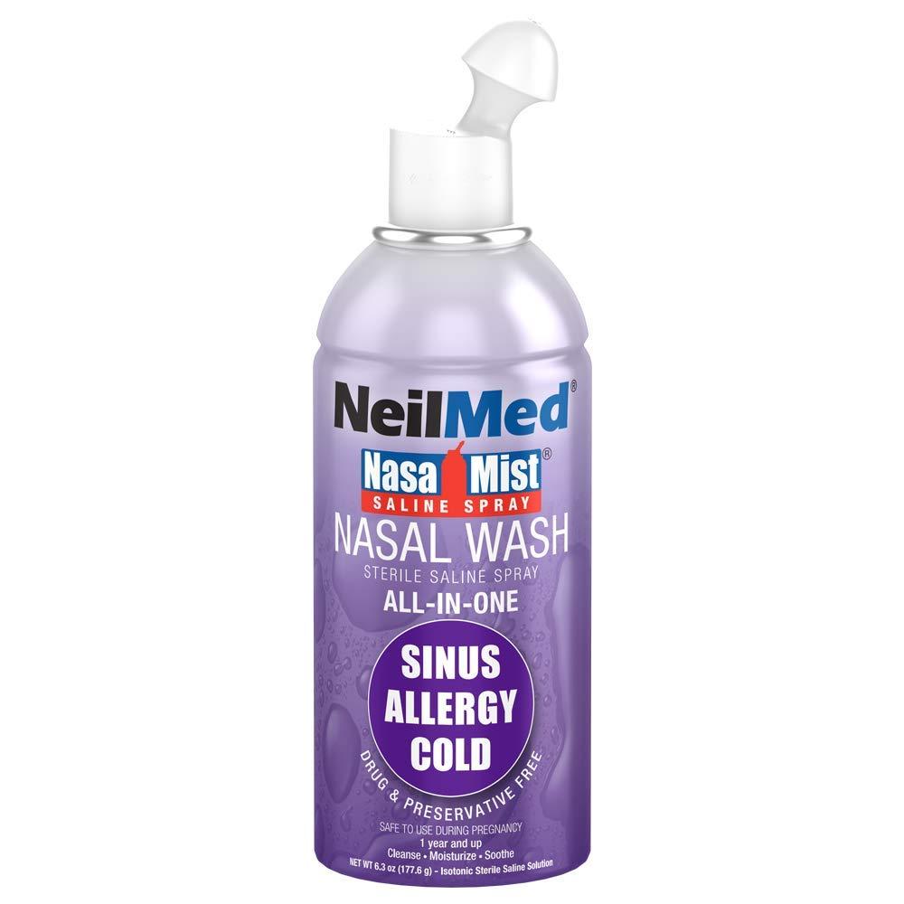 NeilMed NeilMed NasaMist All in One Multi Purpose Saline Spray, 6.3 Fl Oz & NasaMist Hypertonic Extra Strength Saline Spray,Green 4.5 fl oz (Pack of 1)