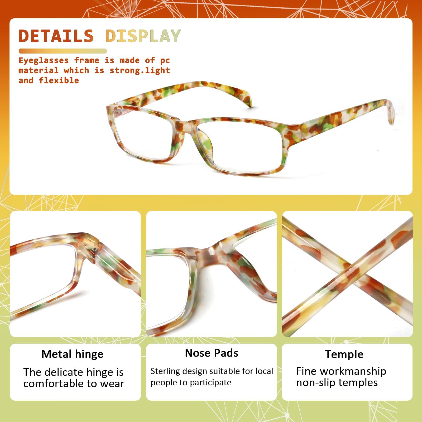 JOSCHOO JOSCHOO 6 Pack Reading Glasses for Women and Men Blue Light Blocking Spring Hinge Fashion Eyeglasses Readers for Women (Mix Color-7, 2.75)