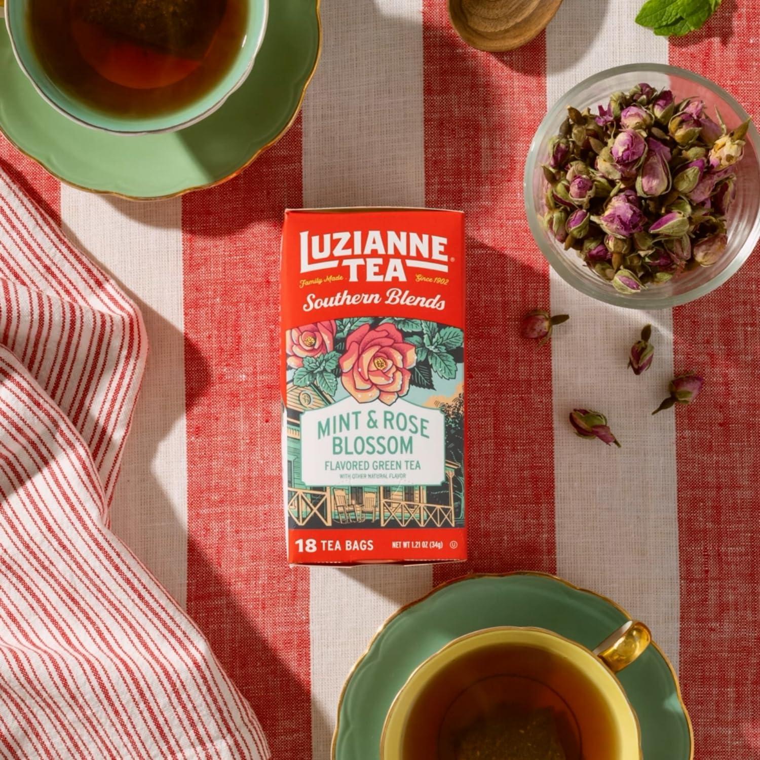 Luzianne Luzianne Southern Blends Mint & Rose Flavored Herbal Tea Bags, 18ct Box (Pack of 6)