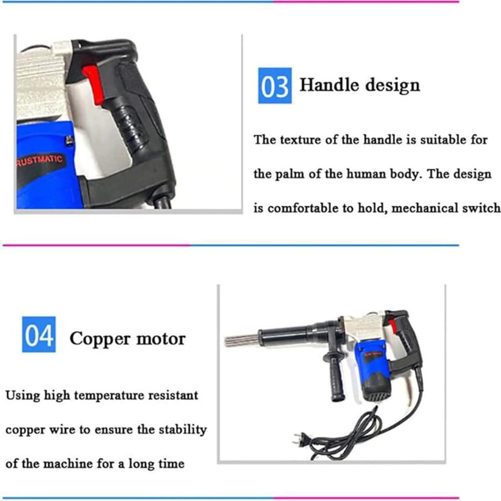 Beachtiful Electric Needle Derusting, 1100W Hand Held Needle Scaler Rust Removal Cleaning Machine, Rust Removal Machine Cleaning Tool, Eliminate The Coating, Rust
