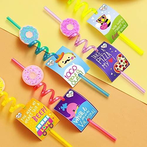 FZR Legend 24 Reusable Donut Straws for Birthday Party Supplies | Party Favors with 2 Cleaning Brush