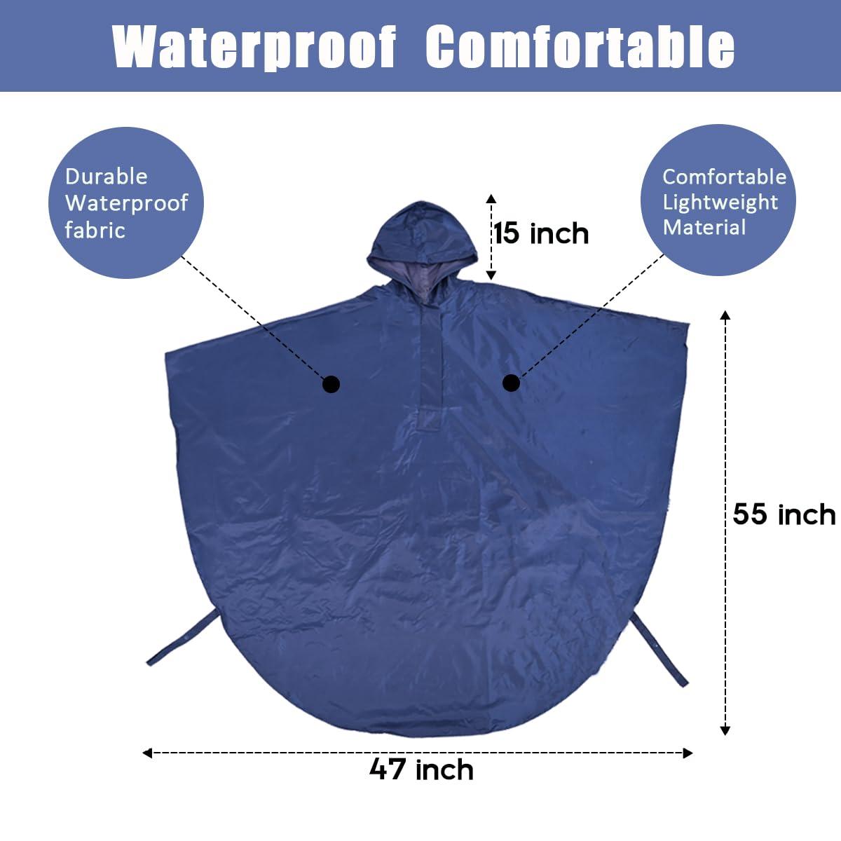 Fonakei Fonakei Wheelchair Poncho Wheelchair Covers Waterproof with Reflective Strips Rain Ponchos for Adults Reusable, Adjustable Hood,Secure Buckle Straps Black Electric Wheelchair Accessories (Navy Blue)