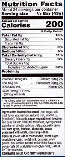 Rice Krispies Rice Krispies Treats Big Bar, Double Chocolate Chunk 3 oz (Pack of 12)