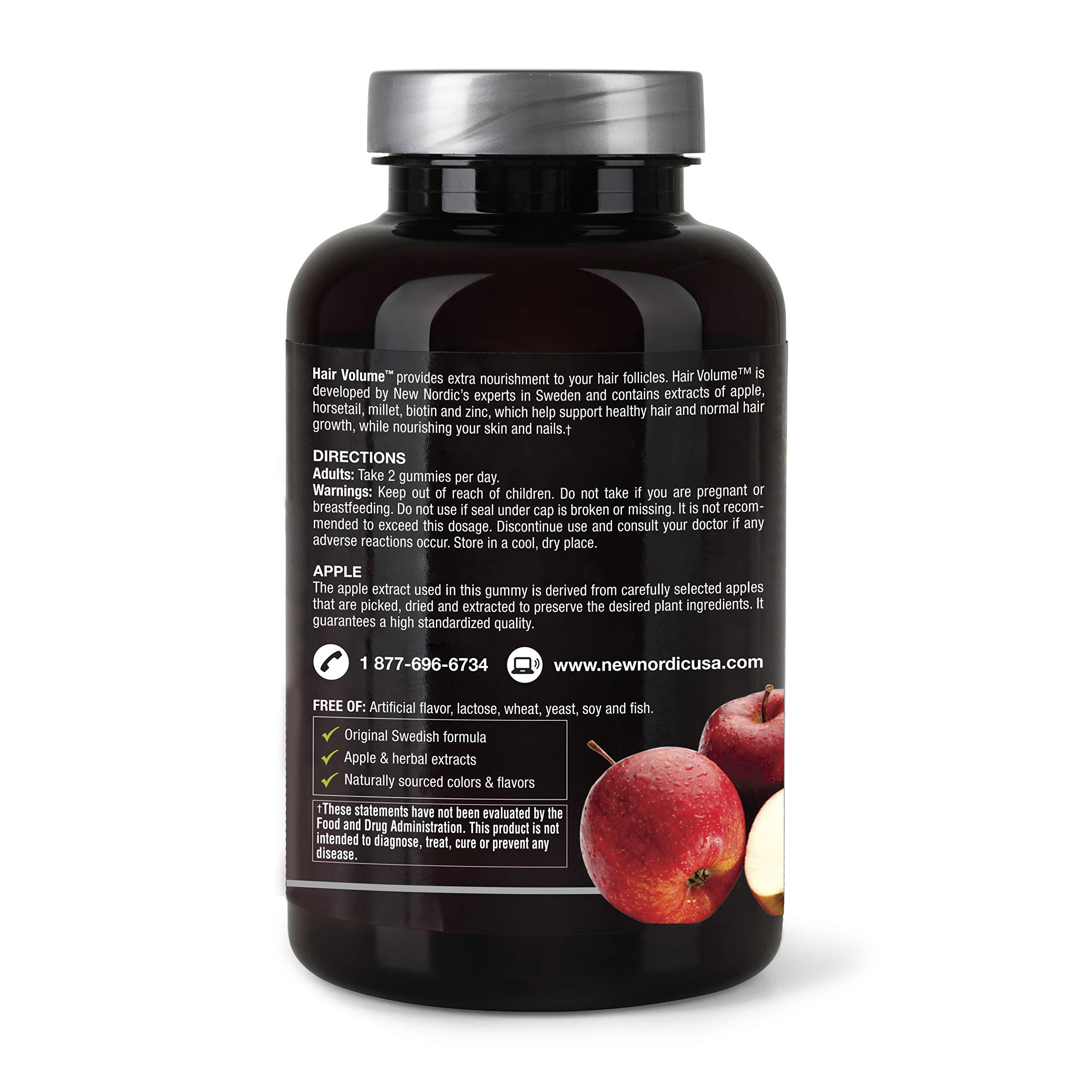 NEW NORDIC NEW NORDIC Hair Volume Gummies, 2500 mcg Biotin, Daily Hair Vitamins Supplement to Support Hair Skin & Nails, Vegan, 60 Count (Pack of 1)