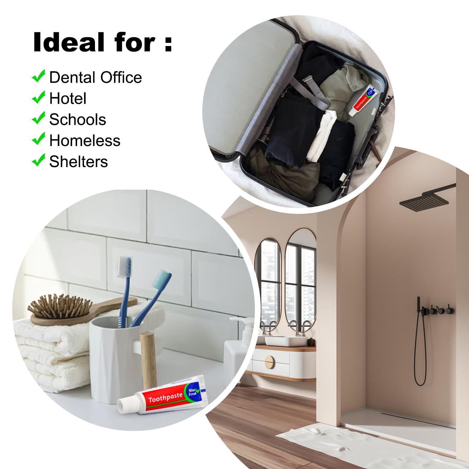 SLequipo 100 pcs Travel Size Toothpaste Bulk, 0.88oz/25 Grams Small Toothpaste Travel Size Bulk 4x1.4 inches Mint Mini Disposable Toothpaste for Hotel,Guests,Homeless,Charity