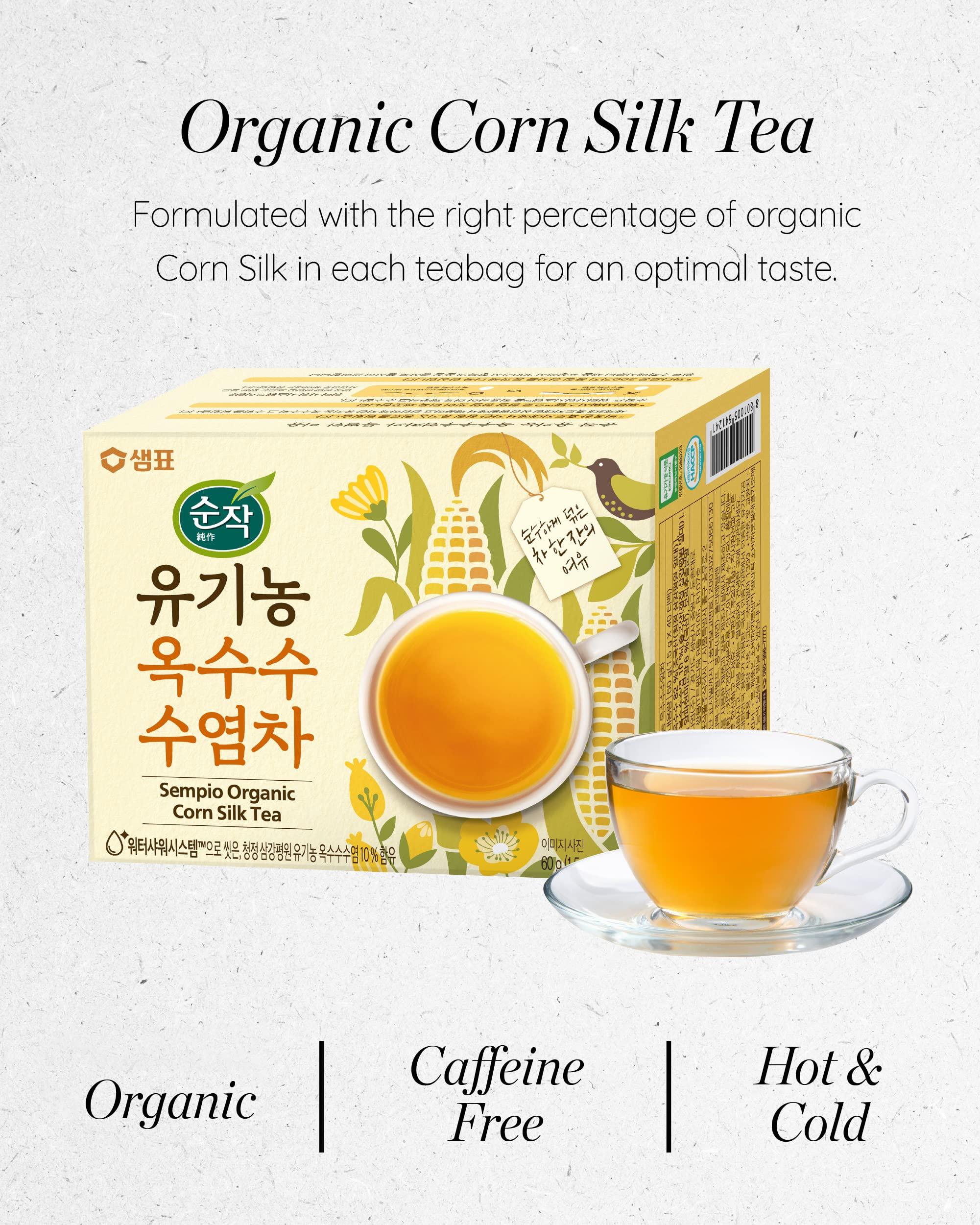 Sempio SEMPIO Organic Corn Silk Tea 100% Natural Ingredients, Caffeine-Free, Sugar-Free, Herbal Blend with Roasted Corn and Corn Silk for a Rich Nutty Aroma, Calming & Relaxing (80 Tea Bags, Pack of 1)