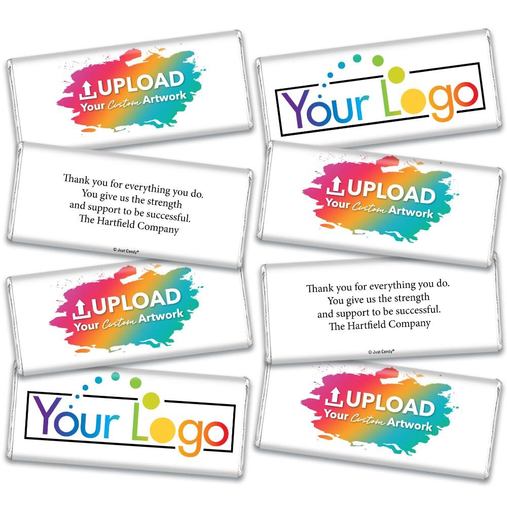 Just Candy 50 Pcs Personalized Candy Promotional Items Add Your Logo Chocolate Bars - Bright Pink