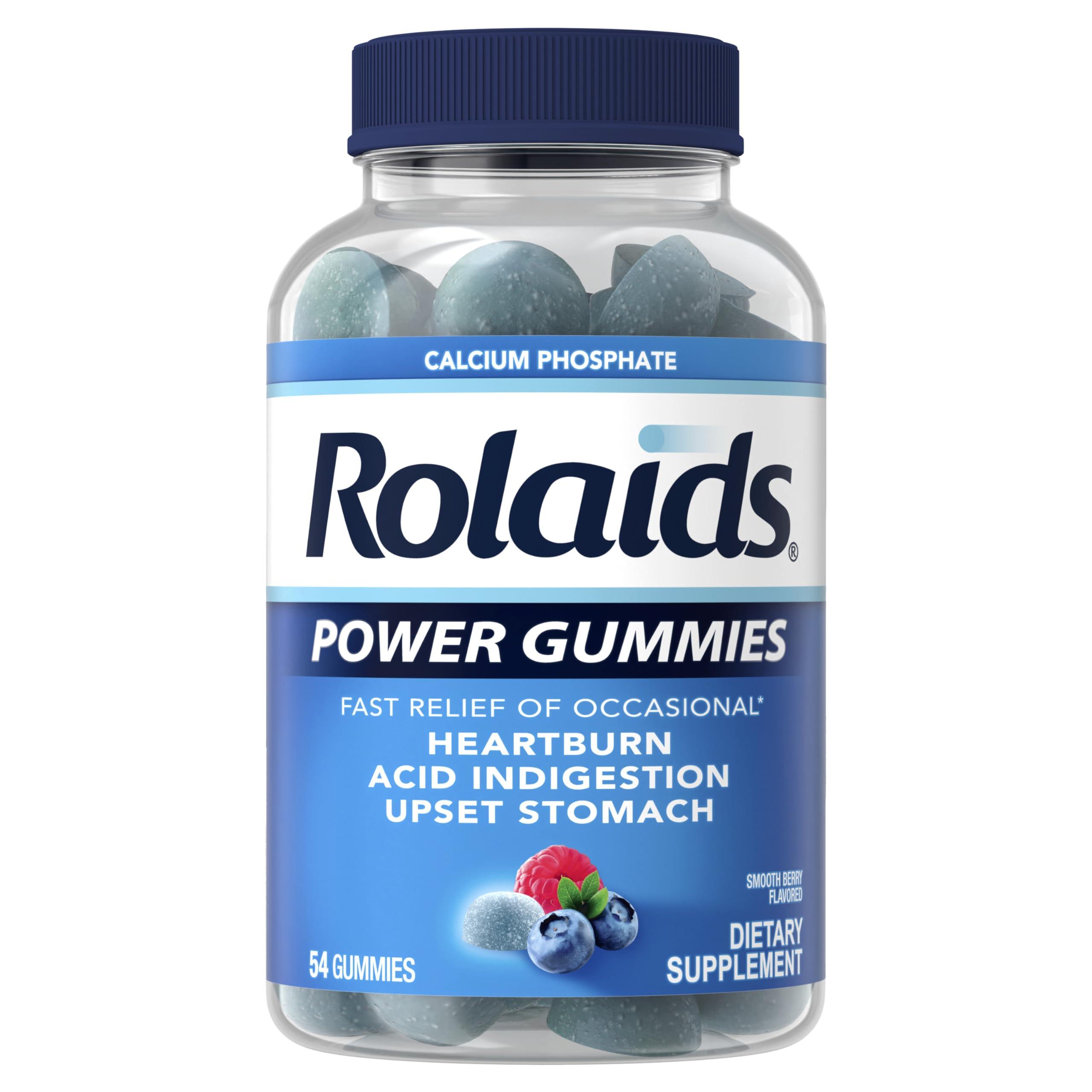 Rolaids Rolaids Power Gummies, Fast Relief of Occasional Heartburn and Acid Indegestion, Dietary Supplement, Smooth Berry, 54 Gummies