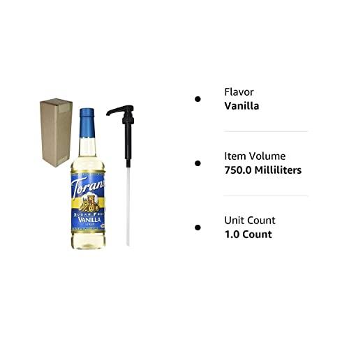 Torani Torani Sugar Free Vanilla Flavoring Syrup, 750mL (25.4 Fl Oz) Bottle Individually Boxed, With Black Pump