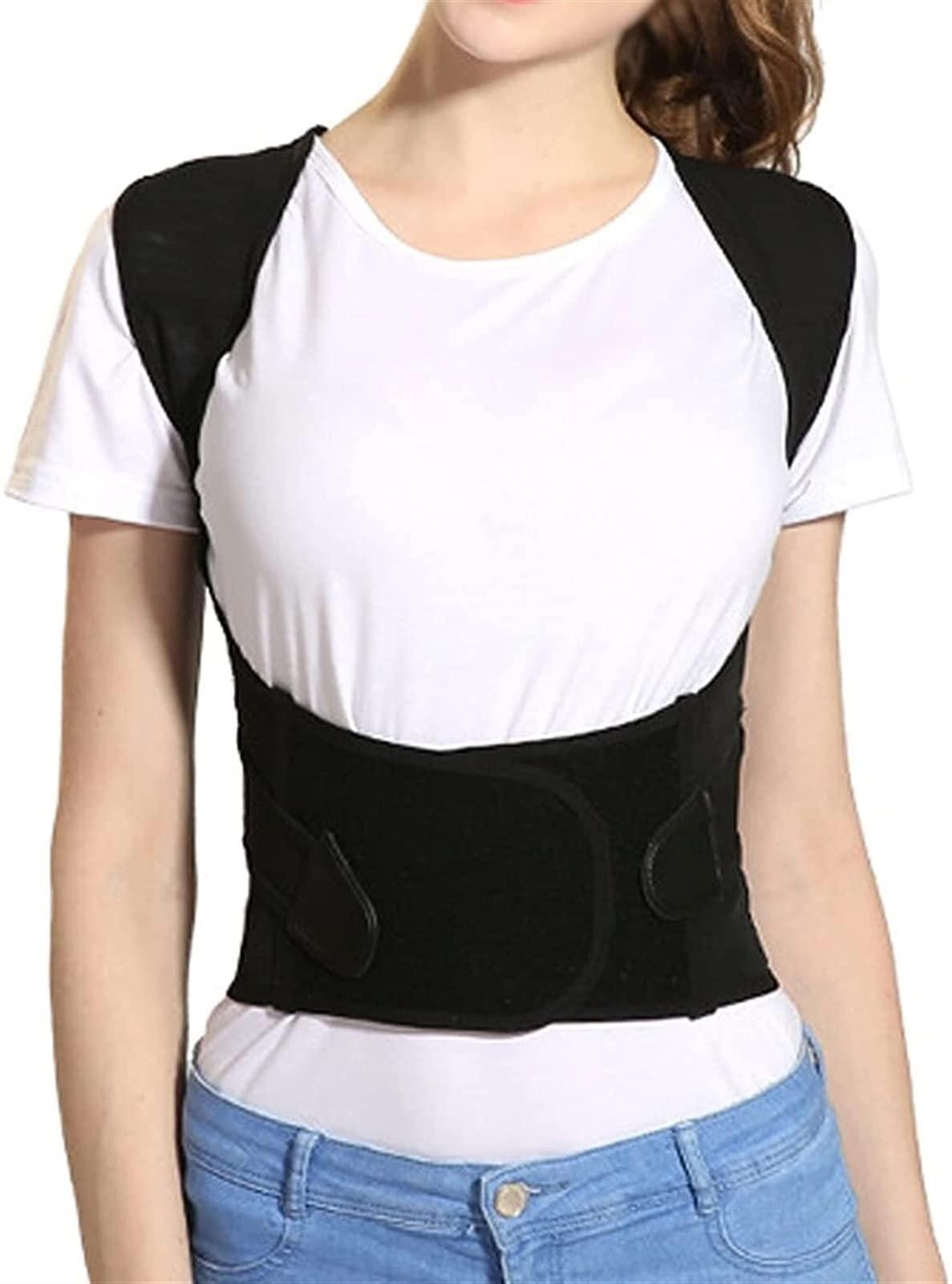 SJHY Posture Corrector Back Brace Straightener Lumbar Support Belt with Metal Support for Back Neck Shoulder Pain Relief Improve Posture Back Posture (Color : Black, Size : XXXX-Large)