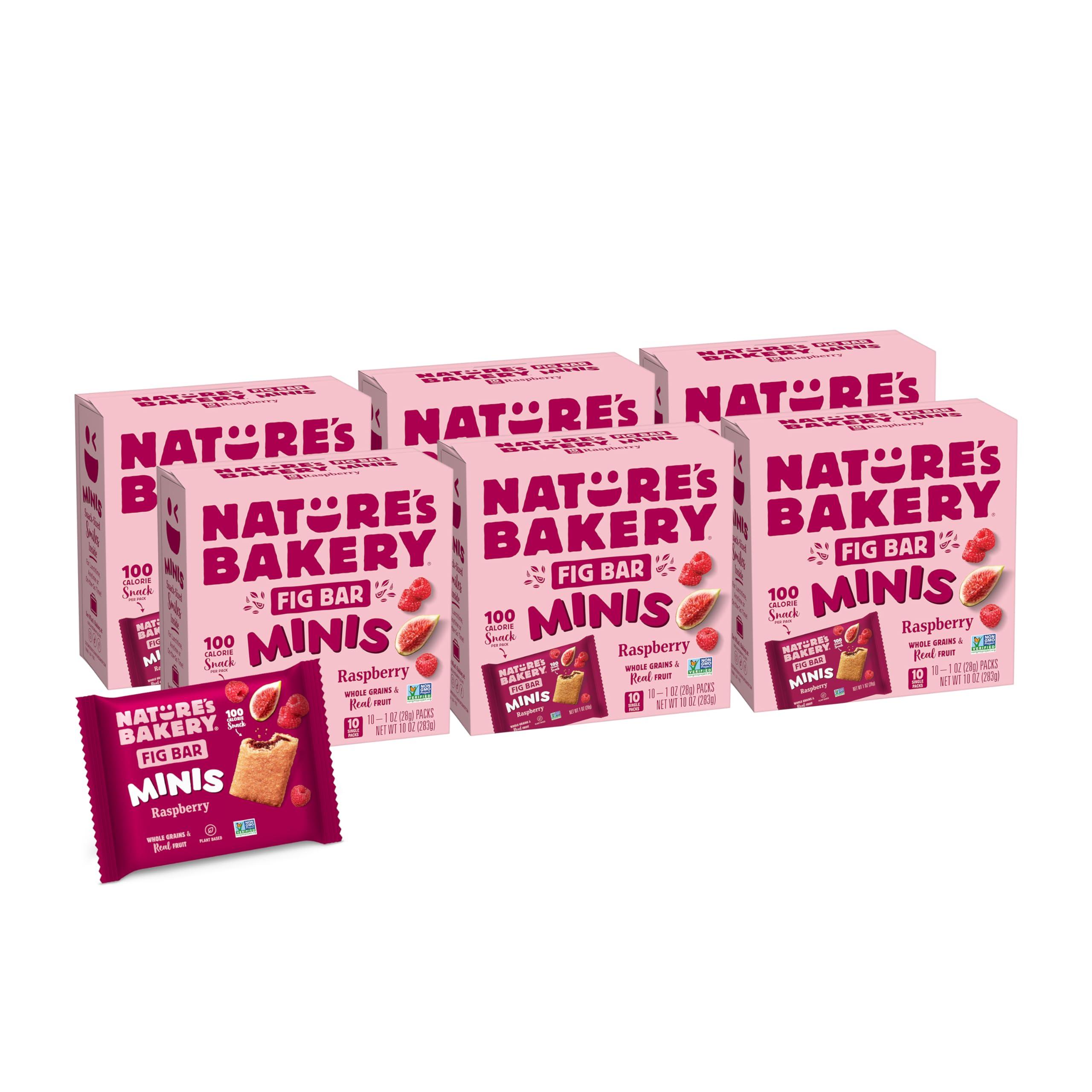 Nature\'s Bakery Nature\'s Bakery Fig Bar Minis, Raspberry, Whole Grain, Vegan Friendly, Kosher, Non-GMO, 10 Ounce (Pack of 6)