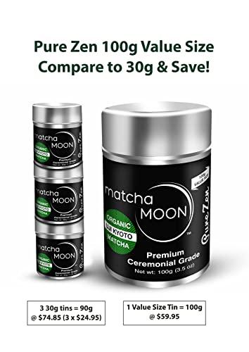 Matcha Moon Matcha Moon Ceremonial Grade Matcha Green Tea Powder - Best For Traditionally Whisked Tea - Organic Matcha Green Tea Powder - Pure Zen - Value Size 100g Tin
