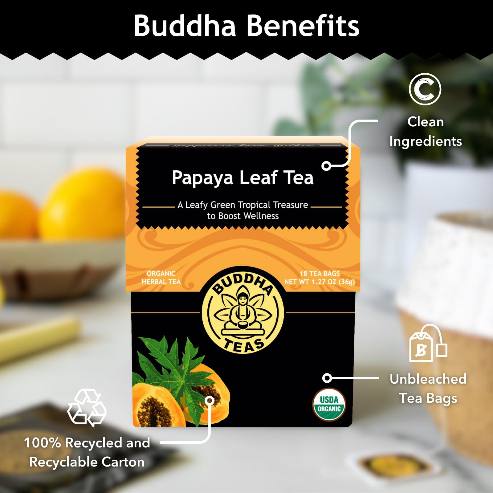 Buddha Teas Buddha Teas Organic Papaya Leaf Tea - OU Kosher, USDA Organic, CCOF Organic, 18 Bleach-Free Tea Bags