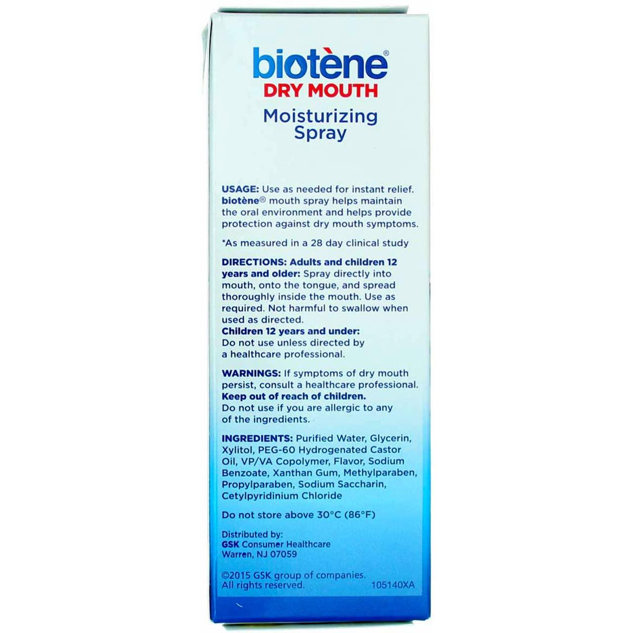 biotène Biotene Moisturizing Mouth Spray Gentle Mint, 1.5 FL OZ ,2 Pack