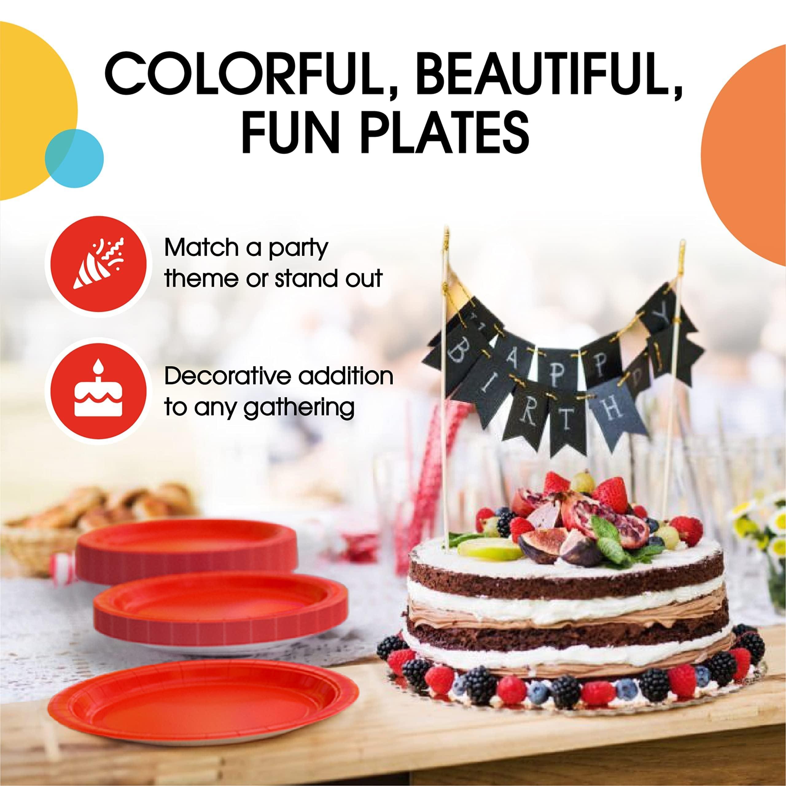 Exquisite Exquisite Red Paper Plates 7 Inch Heavy Duty Paper Plates 100 Pcs Red Disposable Plates, Paper Plates Disposable Heavy Duty 350 GSM Disposable Plates For Party, Red Plates For Party