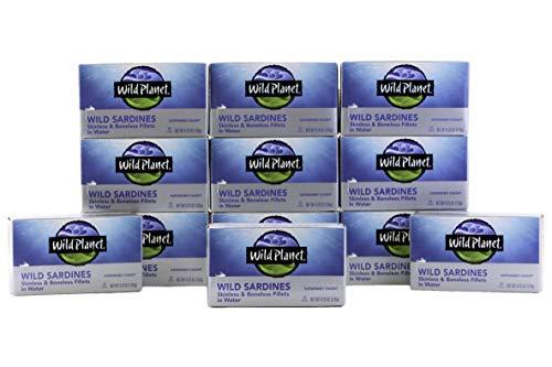 Wild Planet Wild Planet Wild Sardines in Water, Sea Salt, Skinless & Boneless, Tinned Fish, Sustainably Caught, Non-GMO, Kosher, Gluten Free, Keto and Paleo, 4.25 Ounce (Pack of 12)