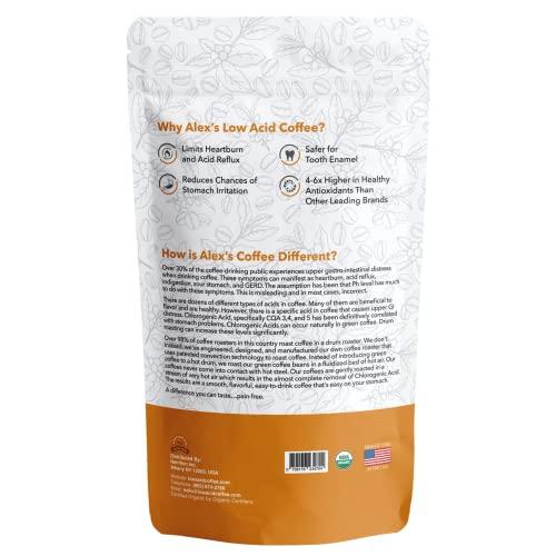 ALEX'S LOW ACID ORGANIC COFFEE Alex's Low Acid Organic Coffee 12oz Bag - Whole Bean French Roast (Pack of 1)