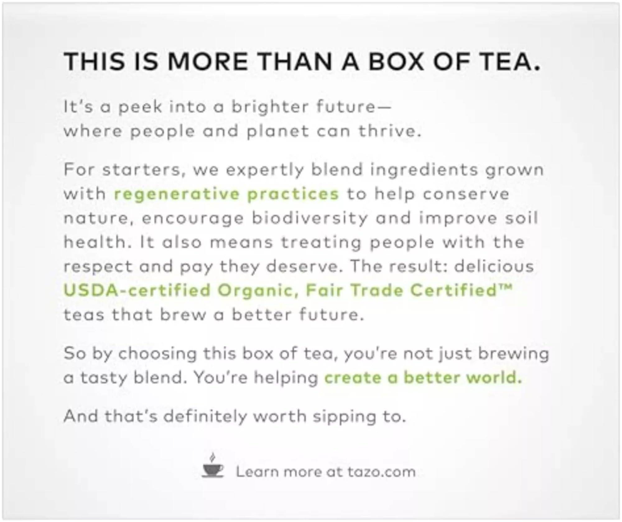 TAZO TAZO Tea Bags, Green Tea, Regenerative Organic Zen Tea, 36 Count