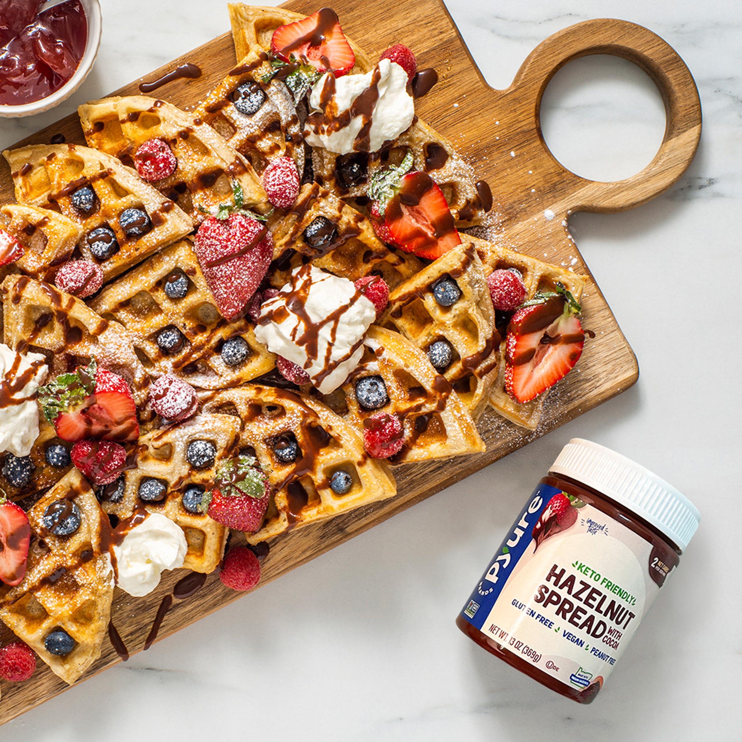 Pyure Pyure Organic Chocolate Hazelnut Spread | 90% Less Sugar | 1 Net Carb Keto Snack | No Palm Oil, Gluten-Free, Peanut Free, Plant-Based Hazelnut Spread for Vegan Keto Friendly Food | 13oz (Pack of 2)