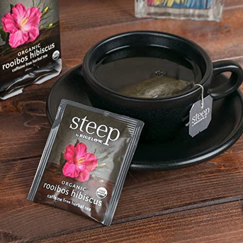 Bigelow steep by Bigelow Organic Rooibos Hibiscus Herbal Tea, Caffeine Free, 20 Count (Pack of 6), 120 Total Tea Bags