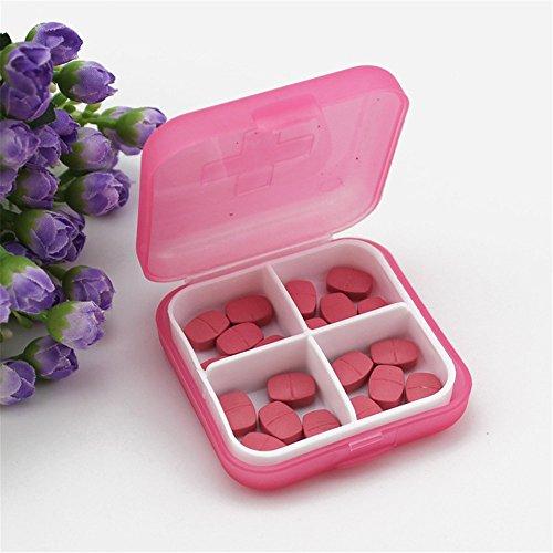 Quaanti Medicine Pill Case,Quaanti Mini 4 Slots Portable Medical Pill Box Drug Medicine Case Organizer Candy Storage Box Vitamin Box Case Container (Pink)